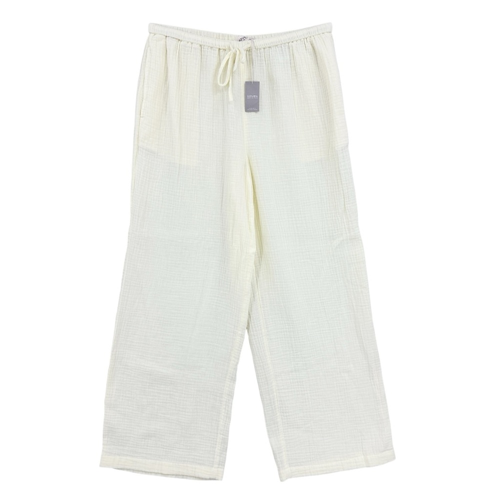 New HAVEN WELL WITHIN Wide Leg Pants Organic Cotton Gauze Yellow